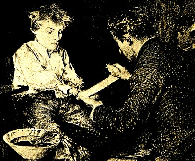 Bandaging a Boy's Hand