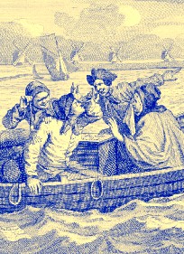 Men in a Small Boat at Sea