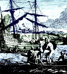 Natives Trading With Ship