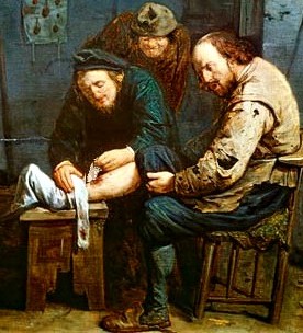 The Surgeon Treating a Leg Wound