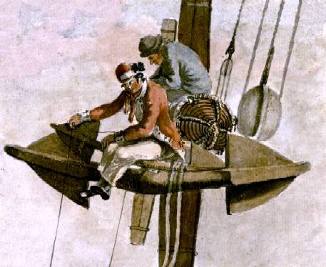 A Marine and a Sailor Fishing off an Achor